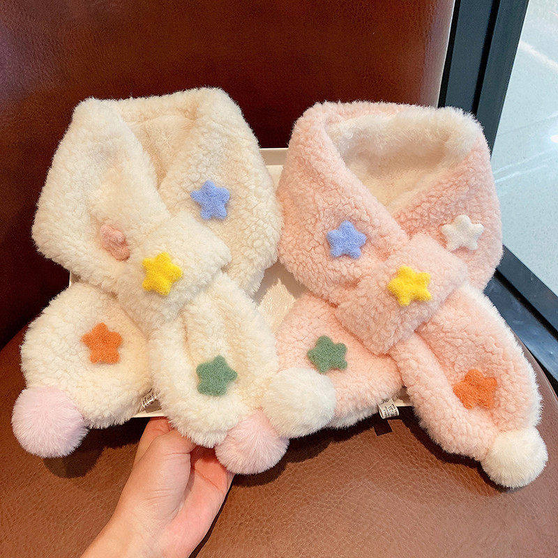 宝宝围脖秋冬季保暖女童毛绒脖套男孩加绒加厚2025新款儿童围巾冬