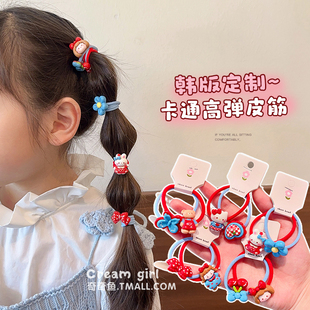 可爱红蓝卡通儿童发圈发饰女童扎头发皮筋头绳不伤发女孩发绳头饰