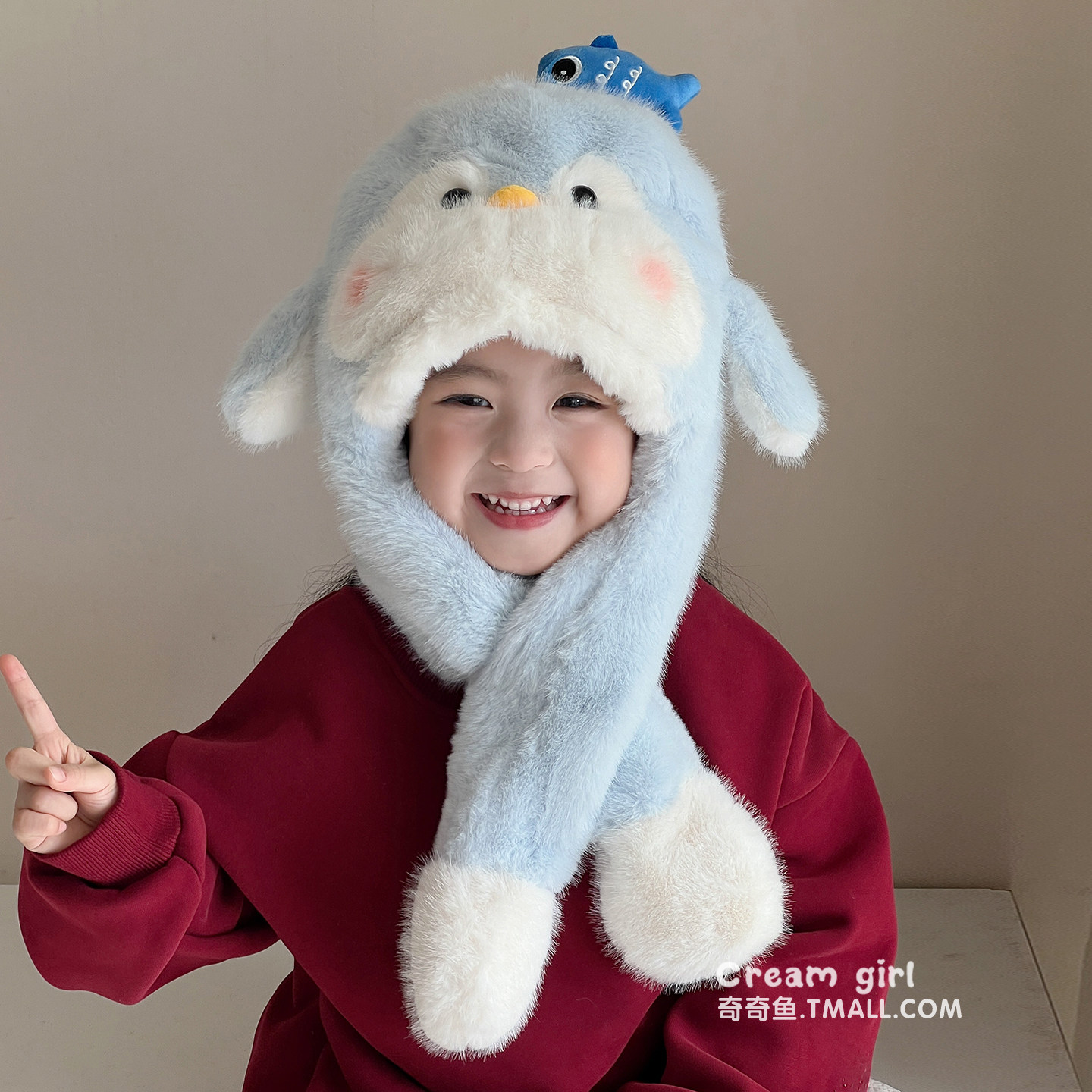 儿童可爱保暖毛绒企鹅帽冬男女童加厚围脖围巾东北旅游户外护耳帽,童装/婴儿装/亲子装,帽子,淘宝优惠券,粉丝福利购,淘宝优惠卷