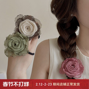 小女孩森系玫瑰花朵发绳女童高弹力皮筋扎头发不伤发儿童头绳耐用