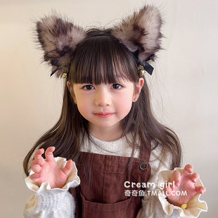 宝宝可爱毛绒猫耳朵头饰狐狸发箍女童装饰道具儿童超萌小女孩头箍