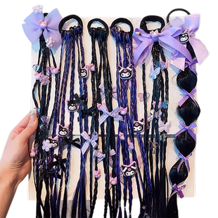 库洛米女童假发辫子儿童蝴蝶结发绳头饰甜美女孩拳击辫高马尾头绳