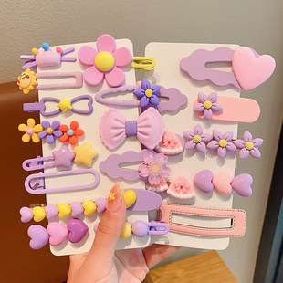 儿童刘海碎发整理神器女孩马卡龙色花朵发夹小号女童可爱头饰发饰