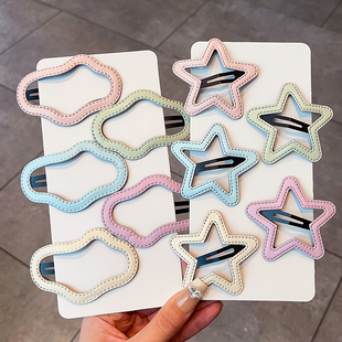 儿童大号五角星花朵碎发bb夹小女孩可爱不伤发PU刘海夹发卡头饰