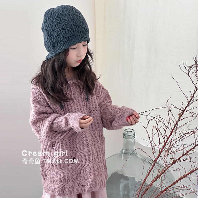 儿童镂空编织套头帽女童秋冬冷帽