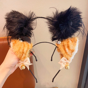 女童毛绒橘猫耳朵发箍儿童拍照装饰道具氛围宝宝可爱超萌头饰发饰