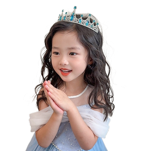 儿童艾莎公主皇冠发箍女童生日头饰宝宝爱莎发饰女孩表演发卡头箍