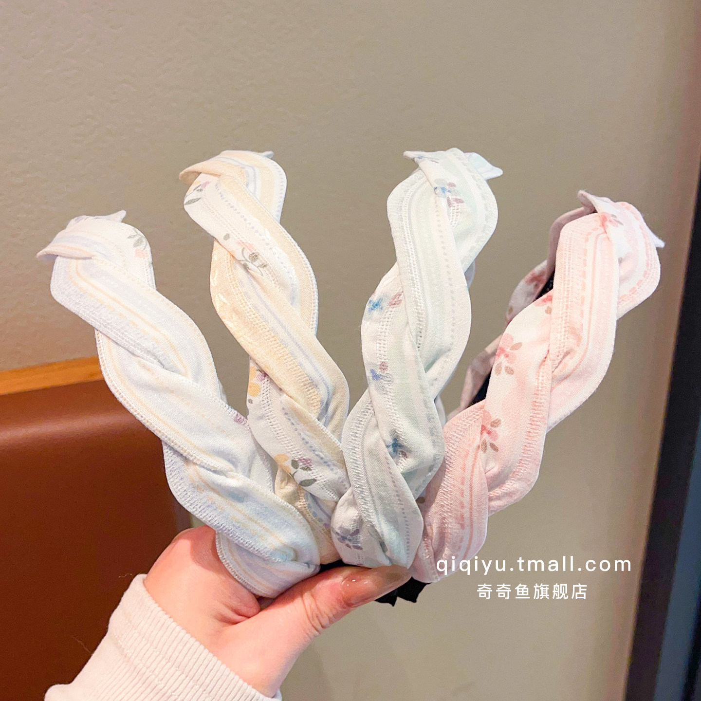 春季女童甜美碎花麻花发箍女童高颅顶发饰小女孩宽边压发头箍头饰