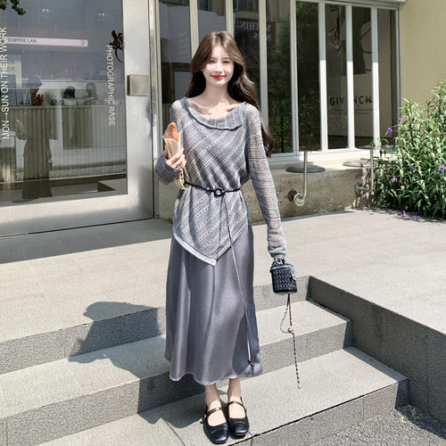洋气风针织上衣套装裙女2026秋季设计感慵懒轻薄两件套潮流轻薄流