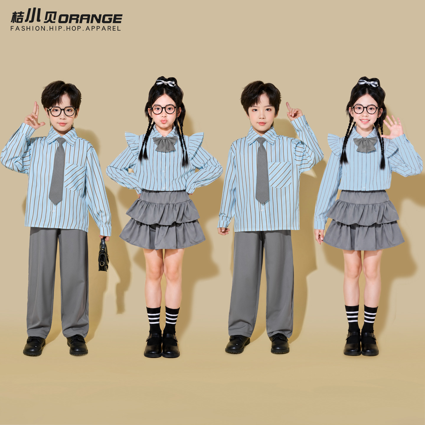 儿童合唱演出服学院风运动会服装