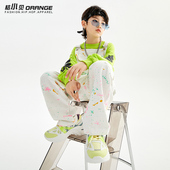 儿童街舞服装 男孩嘻哈走秀舞台表演出服 男童泼墨连体裤 秋装 背带裤