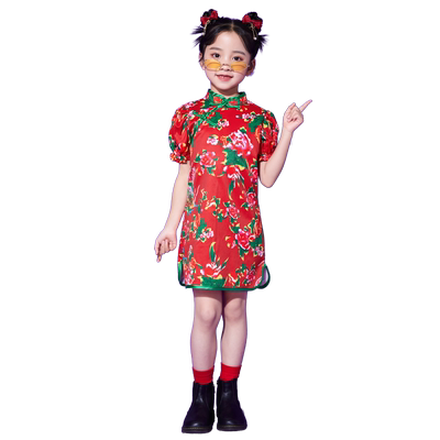 桔小贝东北大花儿童汉服演出服