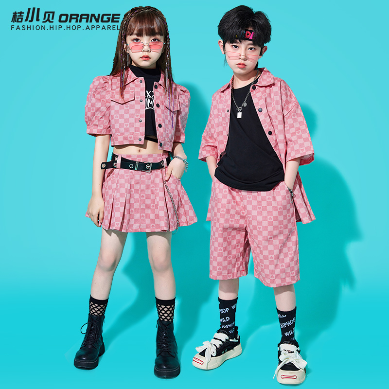 儿童街舞潮服男童演出服新款hiphop架子鼓嘻哈爵士舞女童表演服装