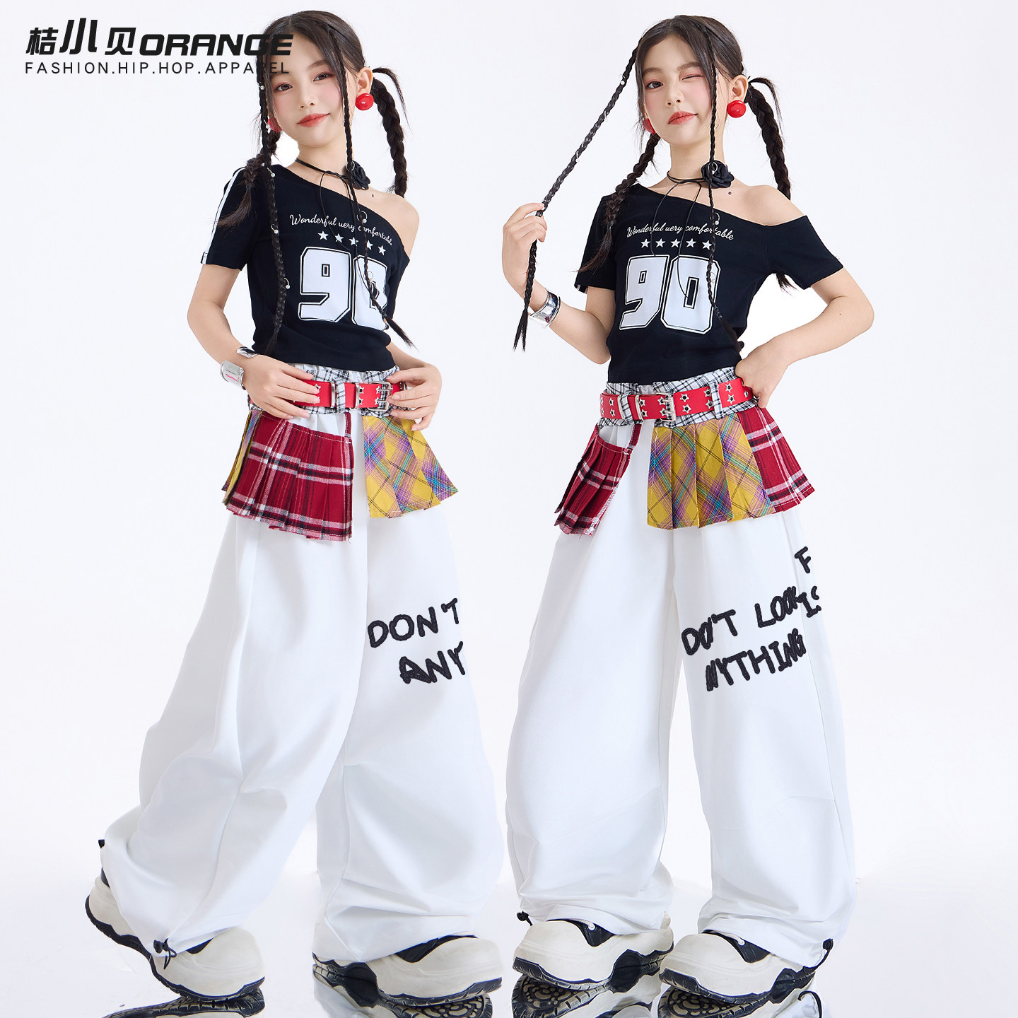 女童爵士舞表演服装童装嘻哈风套装架子鼓演出服夏季街舞儿童潮服