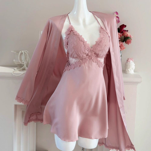 睡裙性感蕾丝夏季吊带冰丝睡裙带大胸垫薄款纯欲家居服性感女睡衣