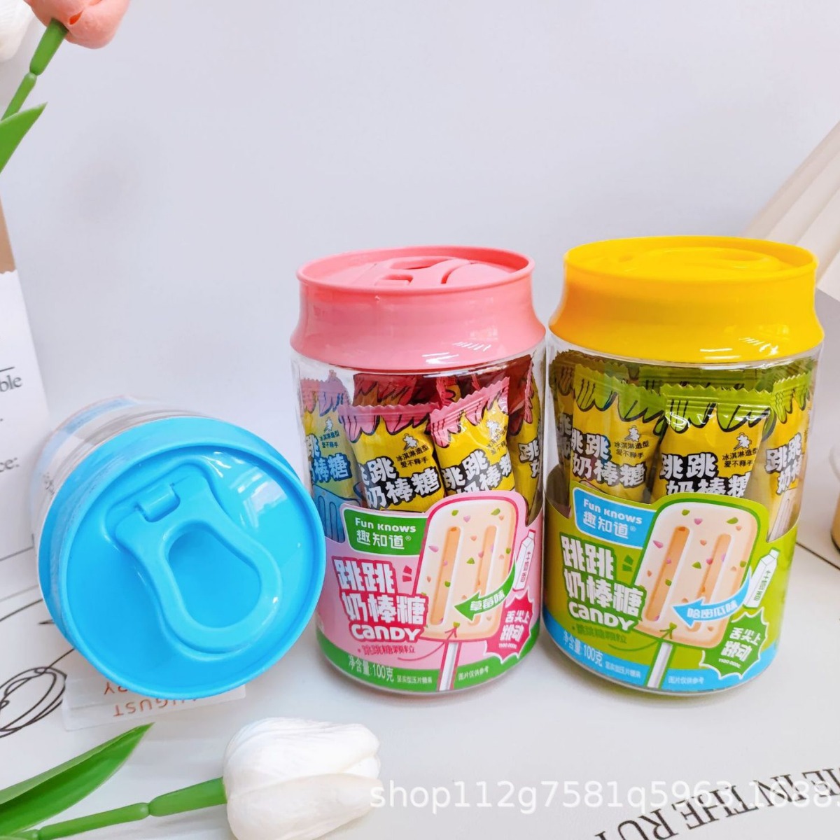 网红跳跳奶棒糖棒棒糖儿童糖果牛奶棉花糖味创意礼物趣知道