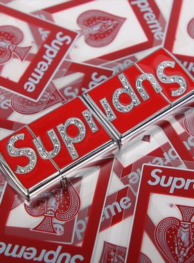 Supreme煤油打火机砂轮施华洛镶钻水晶联名限定轻奢潮牌送男友ins