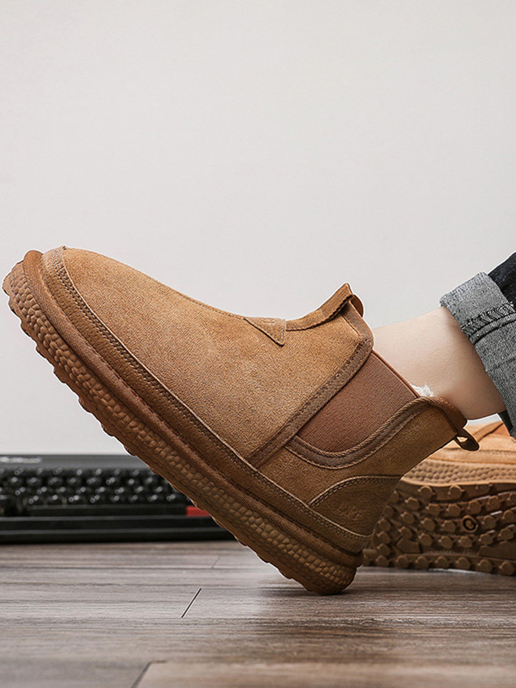 ANTI-SKI BOOTS MENS 2024 NEW WINTER FLEECE THICKENED BOOTS MENS COTTON SHOES KOREAN VERSION OF WARM BOOTS TIDE