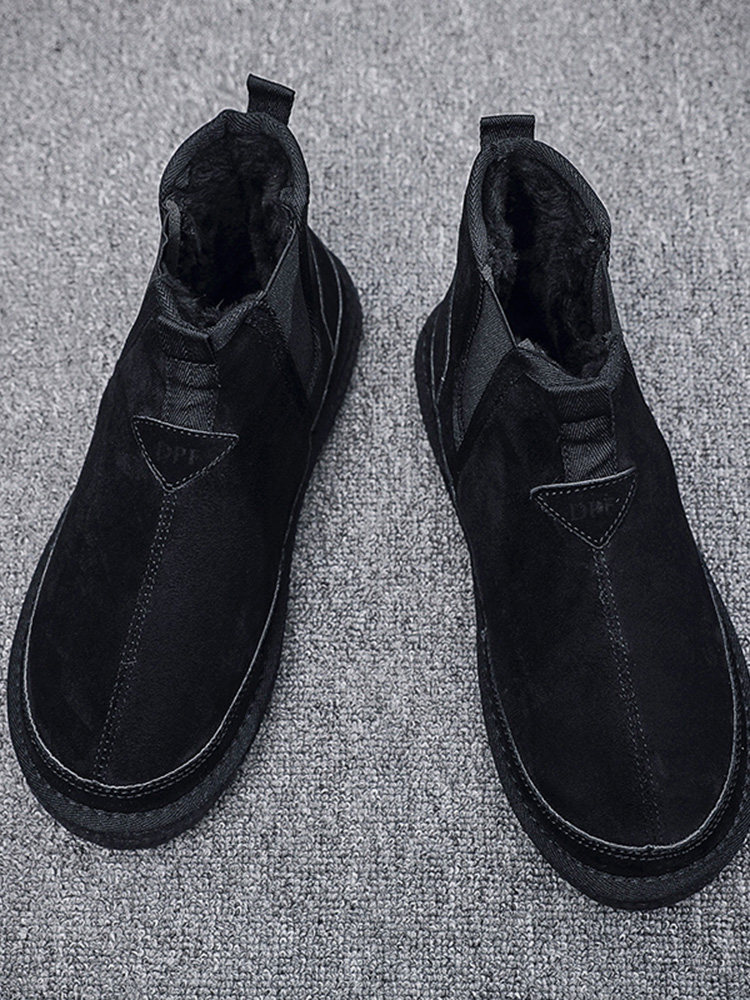 ANTI-SKI BOOTS MENS 2024 NEW WINTER FLEECE THICKENED BOOTS MENS COTTON SHOES KOREAN VERSION OF WARM BOOTS TIDE