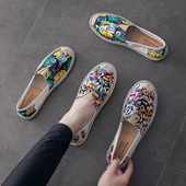 新款 一脚蹬布鞋 男渔夫鞋 情侣款 休闲帆布鞋 2025春季 韩版 中国风男鞋