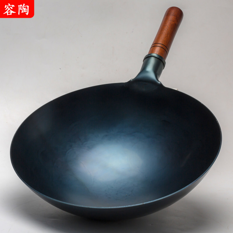 手工铁锅厨师商用加厚圆底炒锅家用无涂层炒锅瓦斯炉用大勺