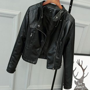 白色小个子机车小皮衣女2024春秋短款外套百搭修身显瘦PU皮夹克