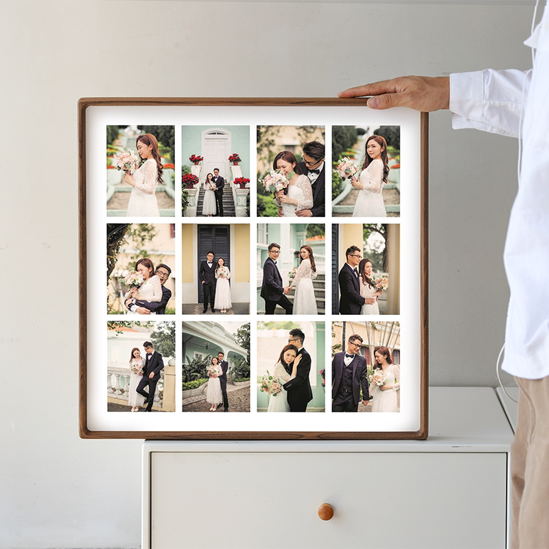 婚纱照挂墙相框洗照片48宫格画框定制情侣多张照片组合实木相片框