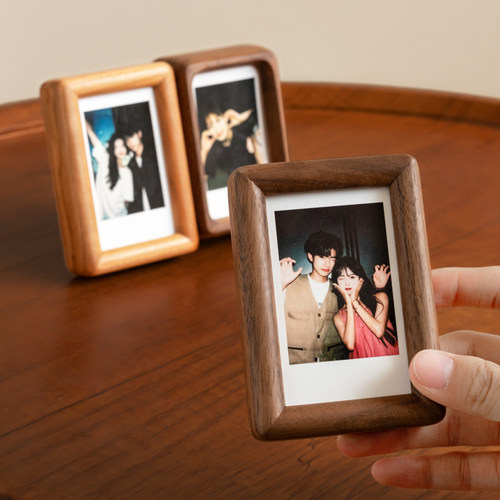 diy拍立得相框迷你3寸实木情侣磁吸小摆台打印照片装饰定制画 画
