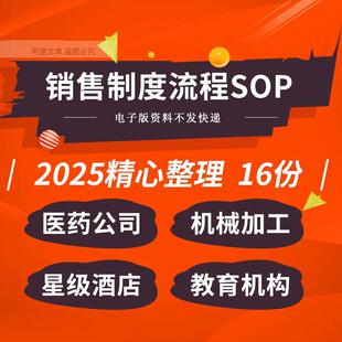 旅业医药设计公司机械加工行业琴行美术机构销售管理手册SOP流程