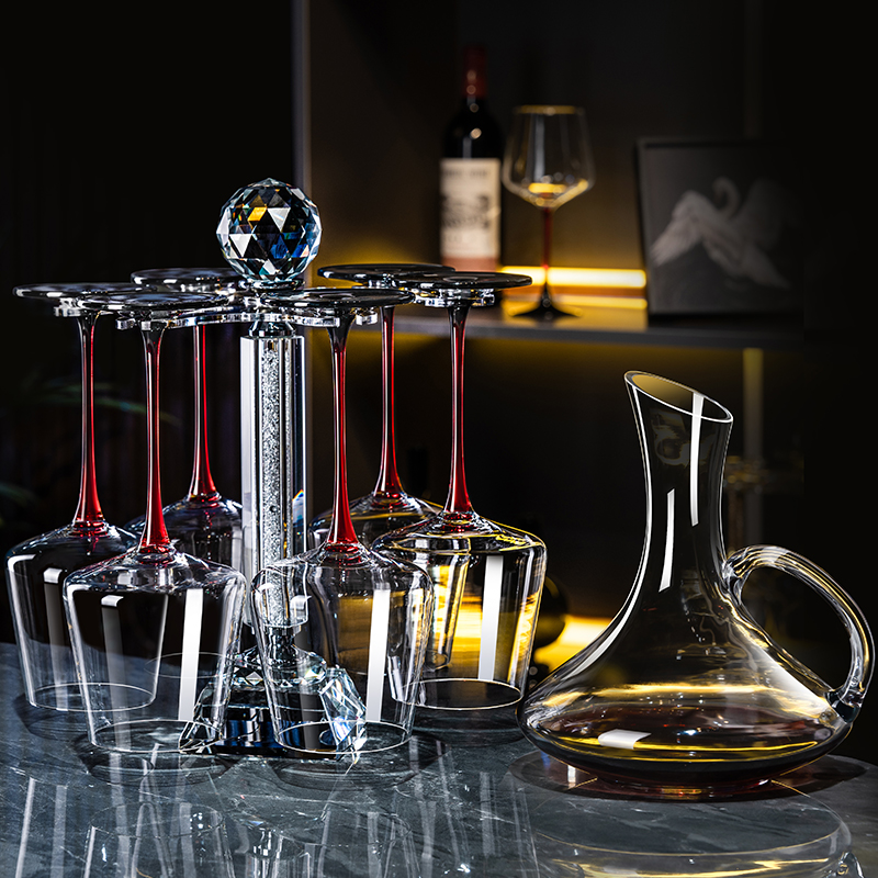 轻奢红酒杯醒酒器套装家用欧式大号高脚杯葡萄酒Y杯架倒挂酒具