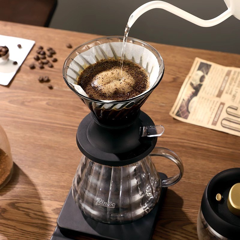 Bincoo手冲聪明杯咖啡壶套装A咖啡器具v60玻璃斜纹螺旋咖啡滤杯