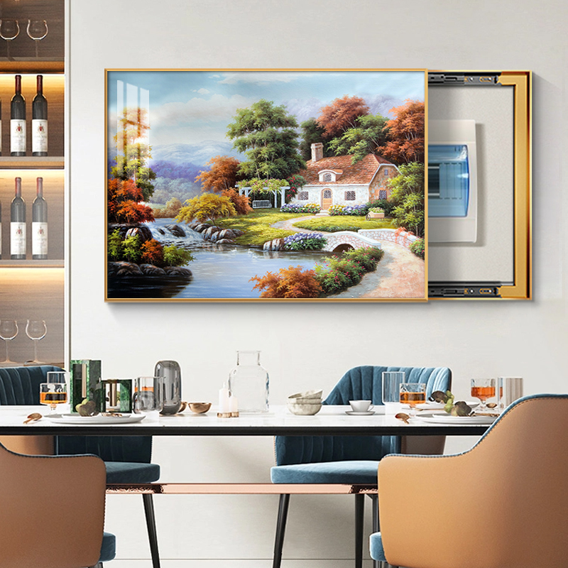 电表箱装饰画高级感轻奢美式油画B挂画电闸箱遮挡电源总开关免打