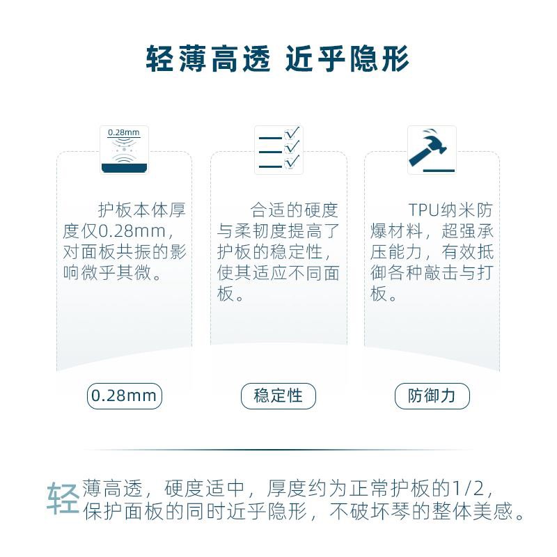 BERLIOZ柏辽兹吉他护板3w6-41寸无胶吸附透明左手指弹扫弦打板贴