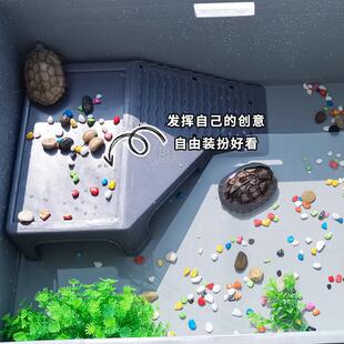 超大号乌龟缸带晒台产蛋池灰侧排多尺寸独立式水陆缸适用室内多场