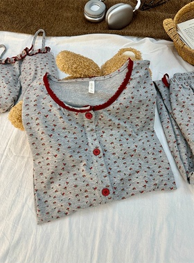 小清新碎花三件套睡衣女秋冬2025年新款长袖长裤休闲可外穿家居服