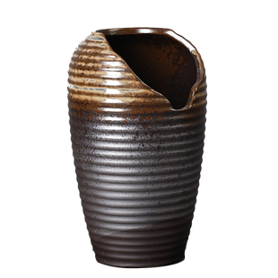 中式六月雪文竹花盆陶瓷复古粗陶蝴蝶兰盆缺口造景植物透气迷你