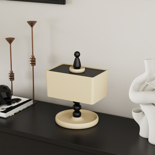 欧粤中古双层收纳大容量防尘盒子轻奢家用桌面胶囊口罩收纳盒带盖