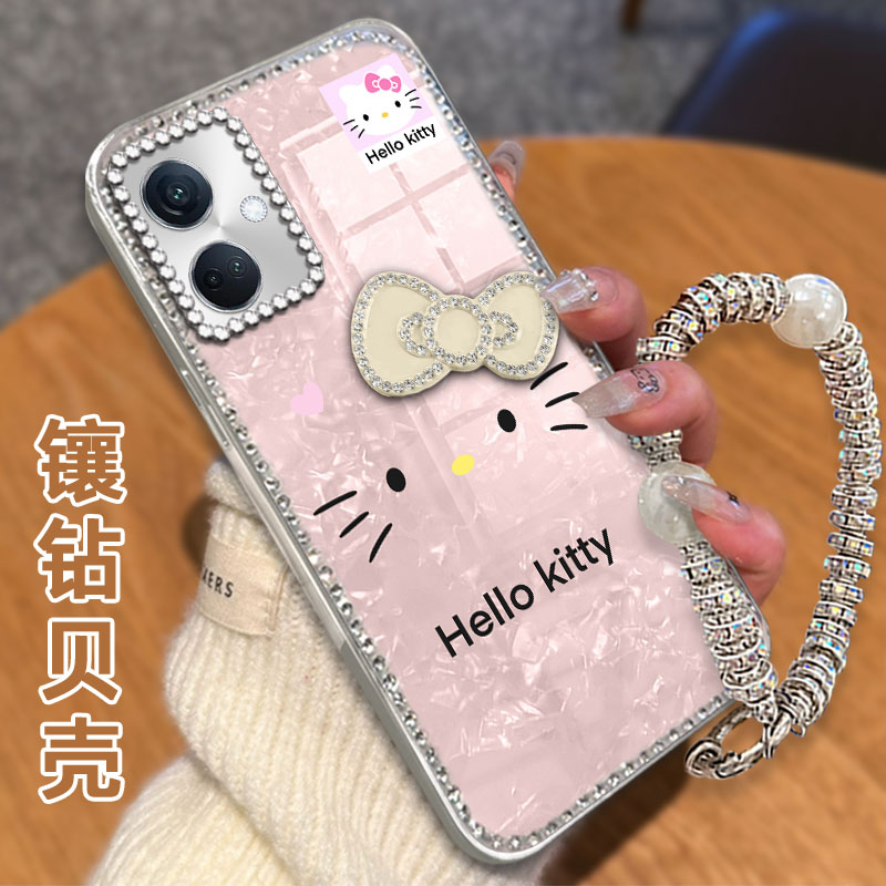 水钻镶钻贝壳纹适用OPPOK11手机壳外壳Reno7se防摔K13Turbo高级感网红12/2025年14女款8全包8保护套K10x新款