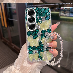 绿色小清新水钻适用三星GalaxyZFold6手机壳外壳M10小众F06高级感M21s防摔M51全包M21女款 2025年S22 M31