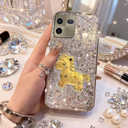 马年本命年高级爆闪适用iQOO12手机壳保护套12网红y7s新品15喜庆8情侣7/2026年9全包5新款Z9Turbo春节z6x过年