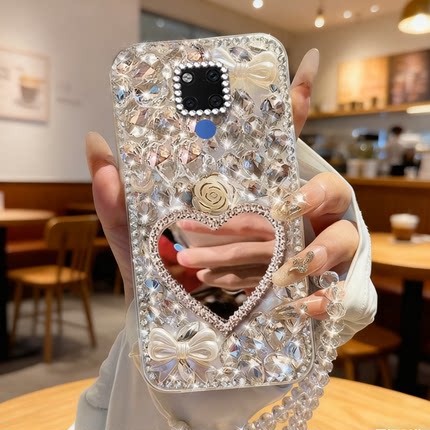 满钻奢华带镜子适用华为Mate20x手机壳全包8Pro镶钻20女款13pro外壳14活力版网红14ultra新品70Pro+高端7SE