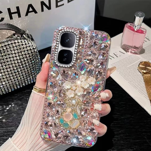 满钻花瓶水钻适用iqooneo10Pro+手机壳全包7保护套z10turbo新品z10x镶钻9S+女款9透明10/2025年9S小众10