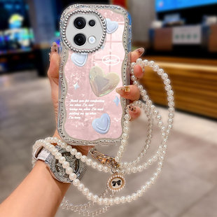 斜跨镶钻水钻贝壳适用OPPOReno13手机壳水钻7高级感7女款 11防摔A5 5G外壳4se保护套A2m新款 A1x简约A5全包4