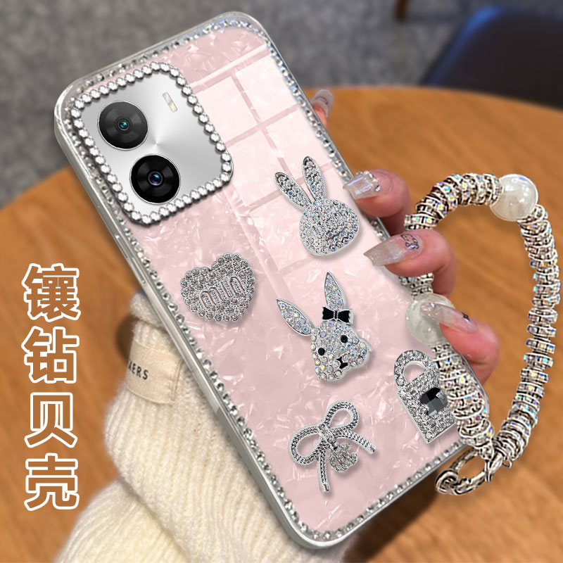 水钻镶钻贝壳纹适用iQOOz7手机壳/2025年Neo9SPro新款3全包8防摔Z3保护套z7x高级感12网红6女款NEO外壳7SE/5