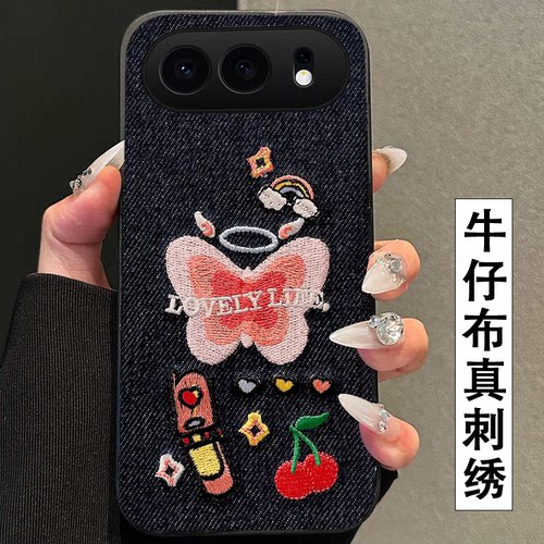 真刺绣牛仔布艺  不掉色 不脱丝