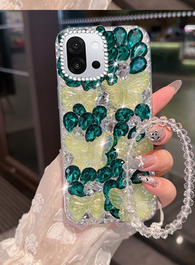 绿色小清新水钻适用一加13T手机壳女款9RT/2025年AcePro保护套10T高级感9R新品9外壳13全包9Pro小众ace5网红8