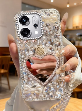 满钻奢华带镜子适用OPPOFindX9手机壳高端15新款K10x/20262女款6新品8S+水钻7高级感13全包8S网红9小众8防摔