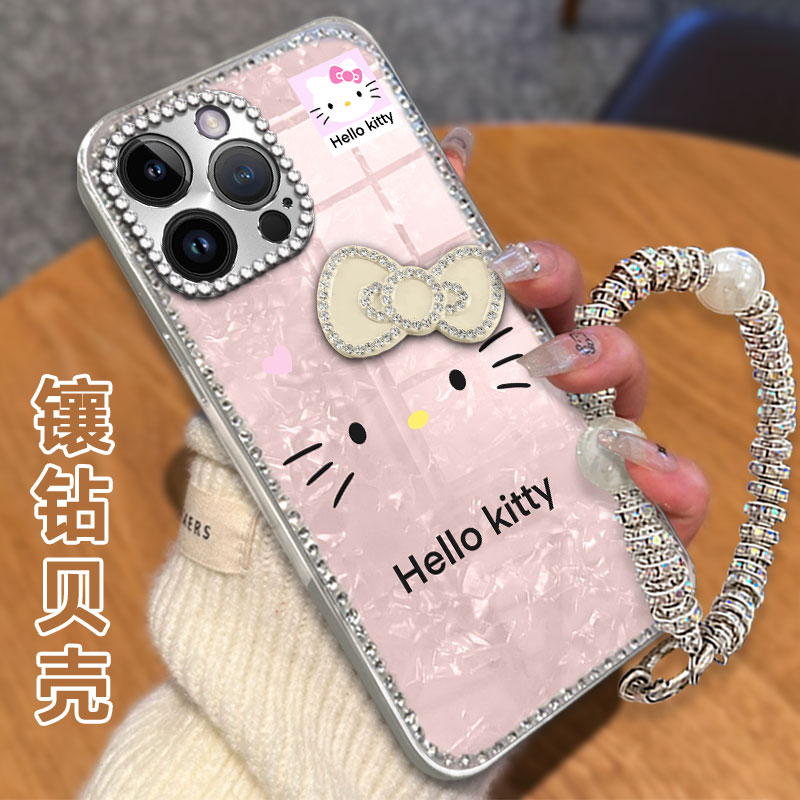 水钻镶钻贝壳纹适用苹果iPhone16ProMax手机壳外壳12保护套XR网红16E高级感6splus/2025年14Pro全包11防摔