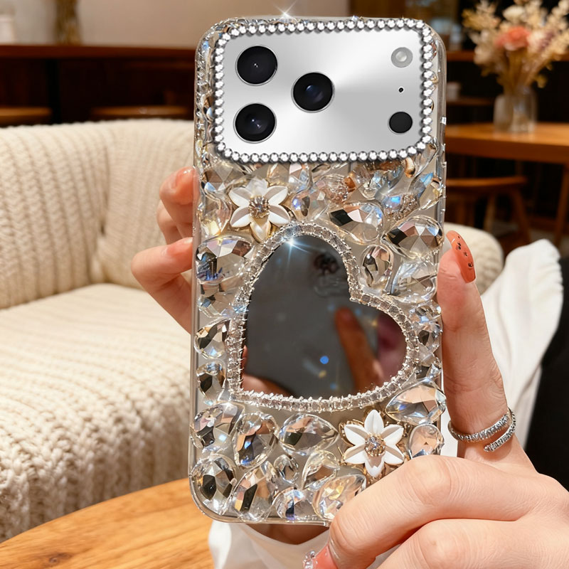 马年新款镶钻带镜子适用苹果iPhone17Promax手机壳全包15新品16本命年13小众6SPLus水钻16女款SE(第二代)春节