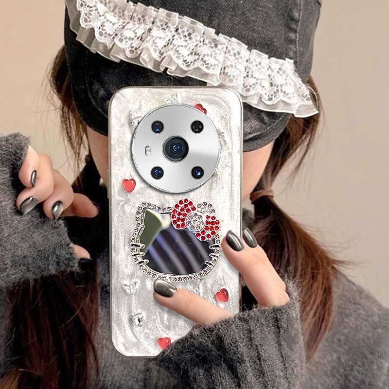 高级感珠光白补妆镜  不掉漆 不掉色